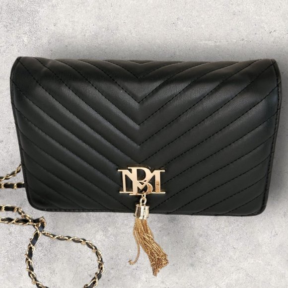 Badgley Mischka Black V Quilted Shoulder Bag/Crossbody - NWT